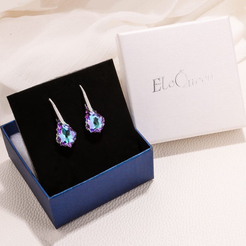 EleQueen 925 Sterling Silver CZ Baroque Drop Hook Earrings Vitrail Light Made with Austrian Crystals, Valentine's Day/Mother's Day/Christmas Jewelry Gift - Image 4